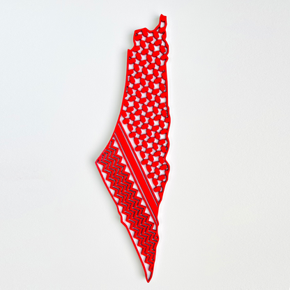 Palestine Map with Red keffiyeh & Resin Finish